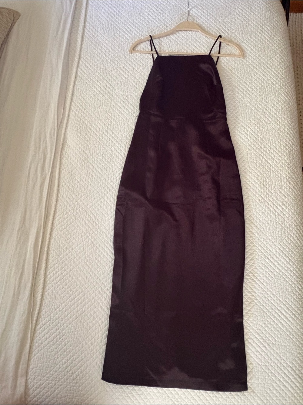 Lulu's Black Satin Slip Midi Dress